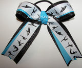 Gymnastics Turquoise Black Sparkly Bow