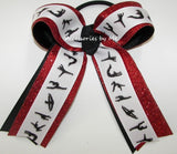 Gymnastics Red Black Glitter Ponytail Hair Bow