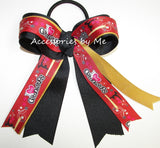 I Love Gymnastics Purple Black Ponytail Bow