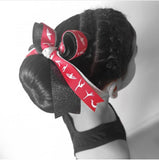 Gymnastics Red Black Silver Ponytail Bow