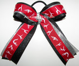 Gymnastics Red Black Silver Ponytail Bow