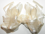 Flower Girls Ivory Organza Satin Hair Bow