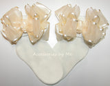 Ivory Organza Satin Bow Socks