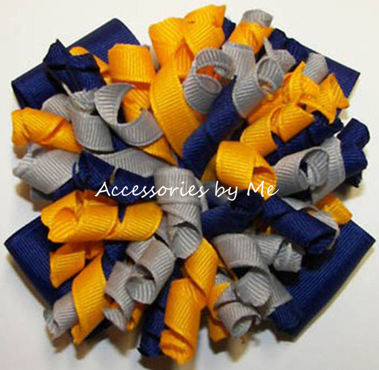 Royal Blue Yellow Gold Gray Korker Korker Hair Bow