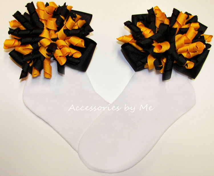 Black Yellow Gold Korker Bow Socks