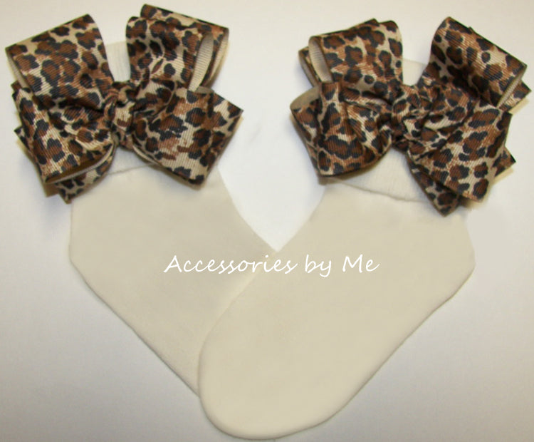 Leopard Print Bow Socks
