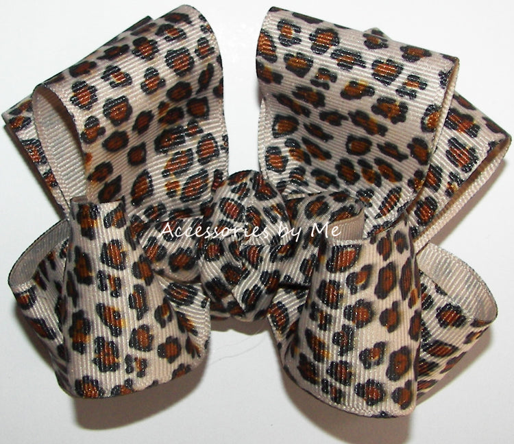 Leopard Ivory Black Hair Bow