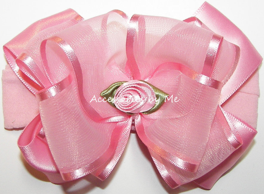 Light Pink Organza Floral Nylon Headband