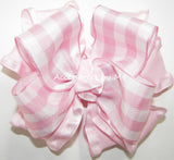 Light Pink Gingham Ruffle Hair Bow