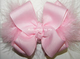 Light Pink Marabou Bow Headband