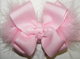 Light Pink Marabou Bow Headband