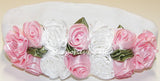 Frilly Light Pink White Roses Floral Nylon Headband - Accessories by Me