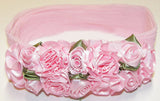 Pink Roses Floral Nylon Headband
