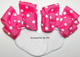 Hot Pink Polka Dot Bow Socks