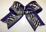 Purple Black Silver Big Cheer Bow