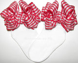 Red Gingham Bow Socks