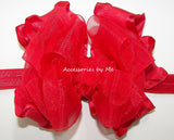 Red Ruffle Bow Headband