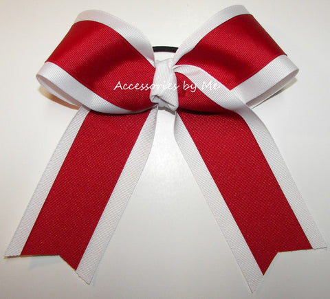 Red White Ponytail Cheer Bow