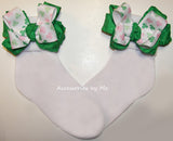 Shamrock Emerald Green Ruffle Bow Socks