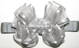 Silver Organza Lame Trim Bow Headband
