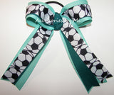 Soccer Jade Aqua Ponytail Bow