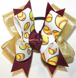 Softball Maroon Gold Hair Bow