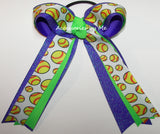 Softball Neon Green Purple Ponytail Hair Bow