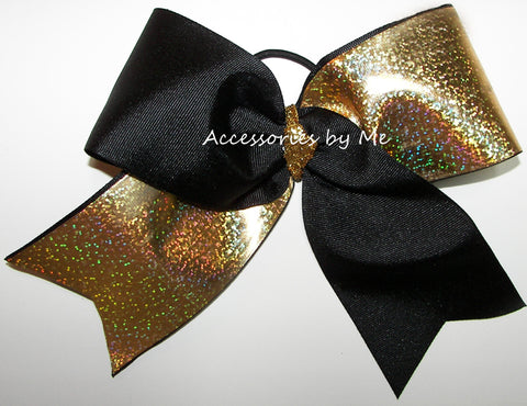 Sparkly Black Gold Gold Big Cheer Bow