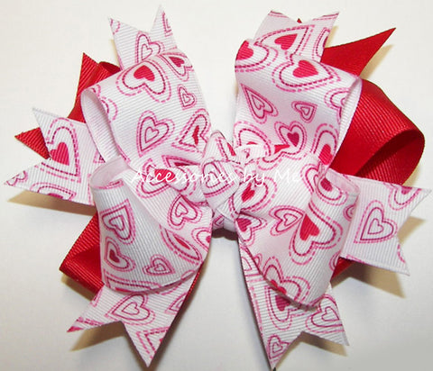Valentine's Day Hot Pink Hearts Hair Bow