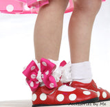 Hot Pink White Ruffle Bow Socks