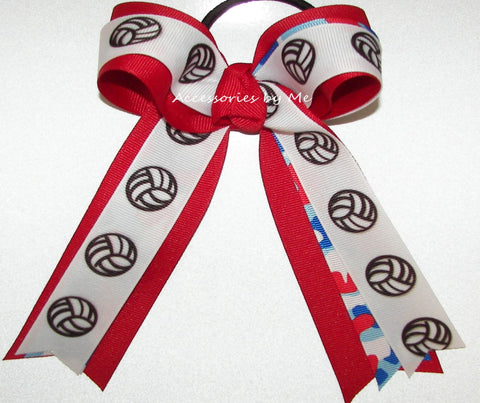 Volleyball Red White Blue Hair Bow