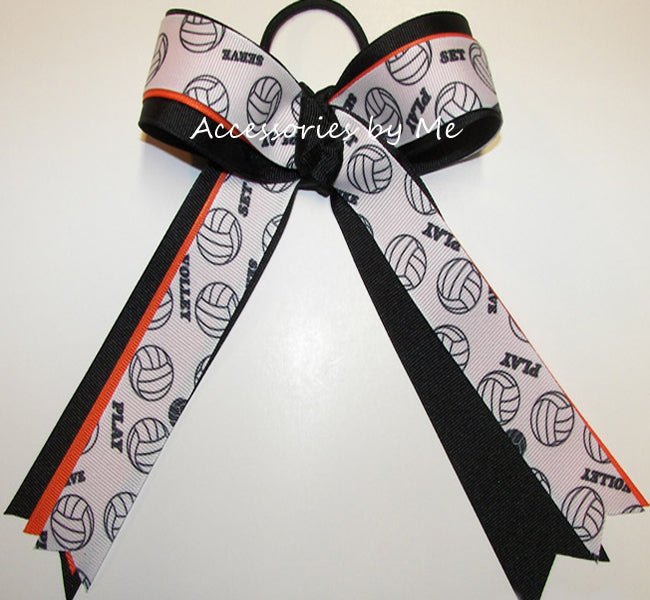 Volleyball Orange Black Ponytail Holder