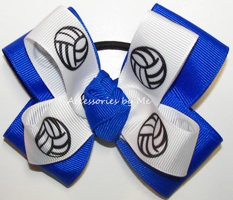Ribbli Grosgrain Volleyball Craft Ribbon,7/8-Inch,10-Yard Spool,  Blue/White/Yellow/Gray,Use for Team Hair Bows,Wreath,Sport