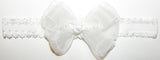 Fancy White Organza Rosette Bow Lace Headband