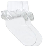 White Ruffle Trim Socks