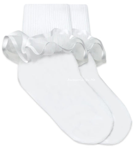 Pageant White Ruffle Trim Socks