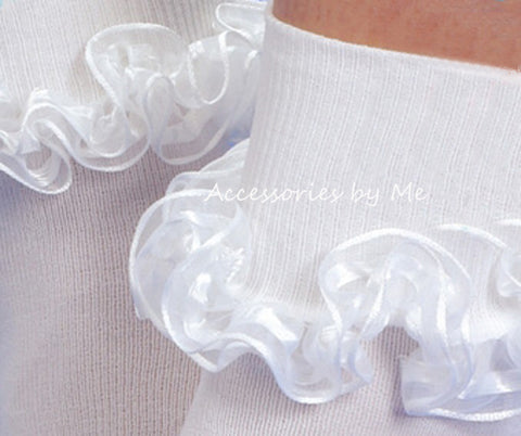 Vision in White Tulle Socks Floral Embellished Tulle Socks Sheer