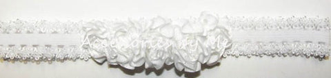 White Rose Flowers Lace Headband