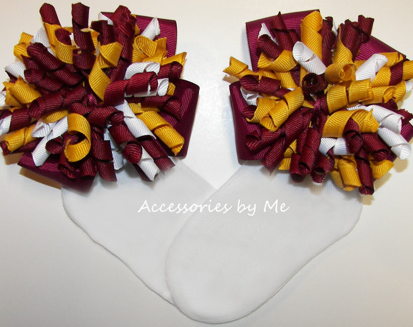 Wine Yellow Gold White Korker Bow Socks