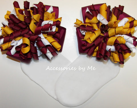 Korkers Maroon Gold White Cheer Socks