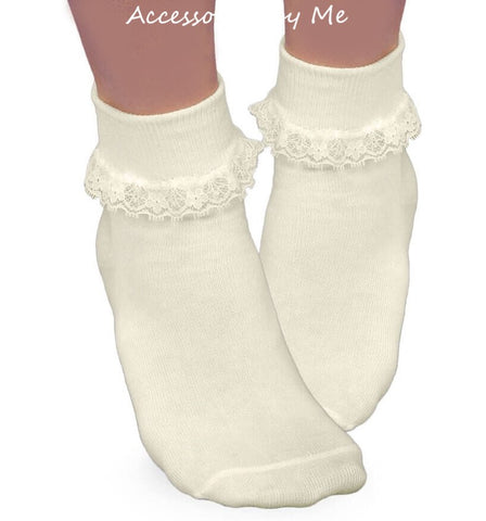 Lace Trim Socks - Choice of Ivory or White