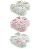 White Pink Flower Crochet Booties