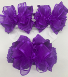 Purple Organza Ruffle Bow Socks