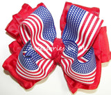 Patriotic US Flag Ruffle Bow Socks