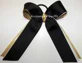 Black White Gold Metallic Ponytail Holder Bow