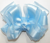 Light Blue Organza Satin Bow Socks