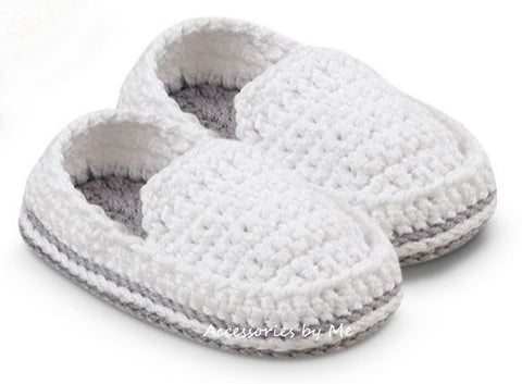 Boys White Loafer Crochet Booties
