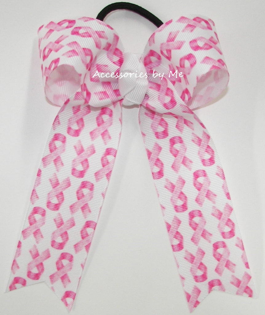 Breast Cancer Awareness Pink Ponytail Bow
