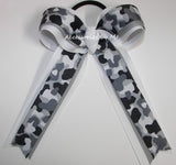 Camouflage Grey White Ponytail Bow