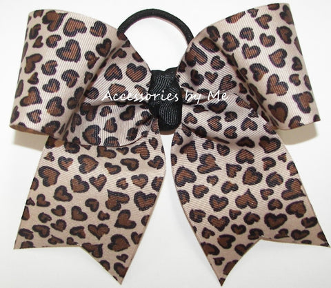 Cheetah Brown Black Cheer Bow